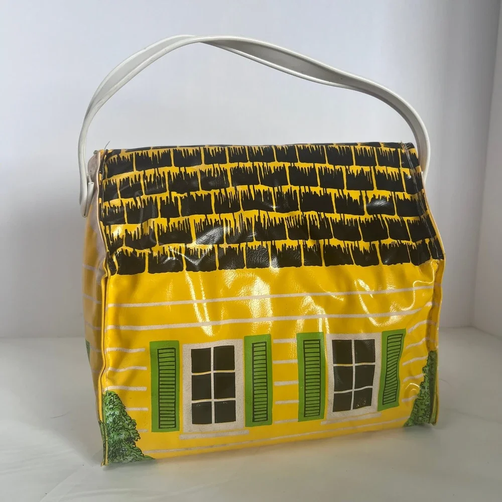Vintage 1974 Mini Muncher Yellow Little Old Schoolhouse Lunchbox Dart Industries